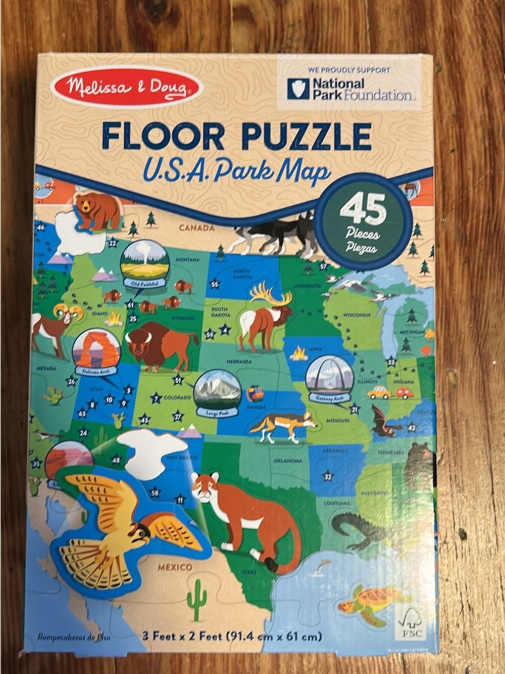 Melissa & Doug USA Park Map Floor Puzzle in Green & Blue